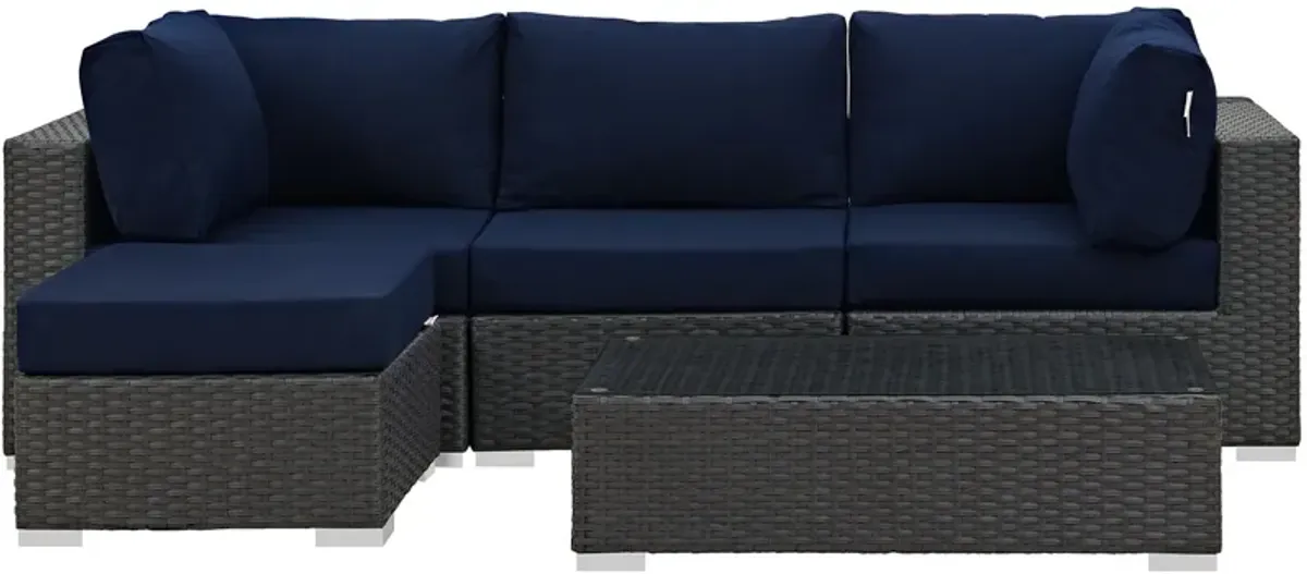 Sojourn 5 Piece Outdoor Patio Sunbrella® Sectional Set