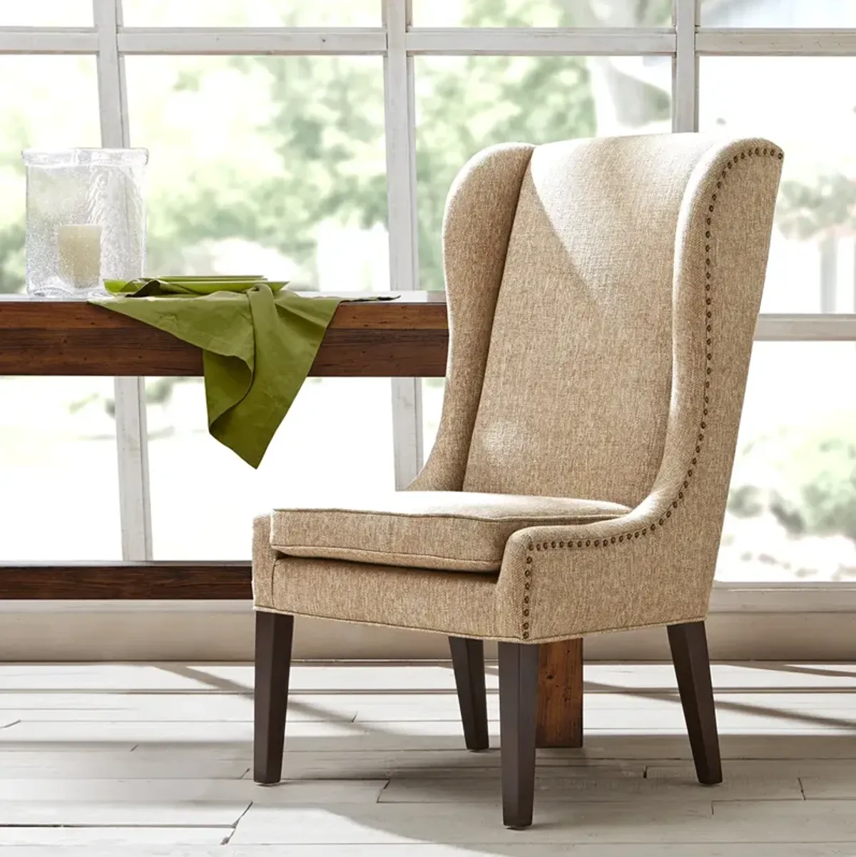 Madison Park Garbo Beige Captains Dining Chair