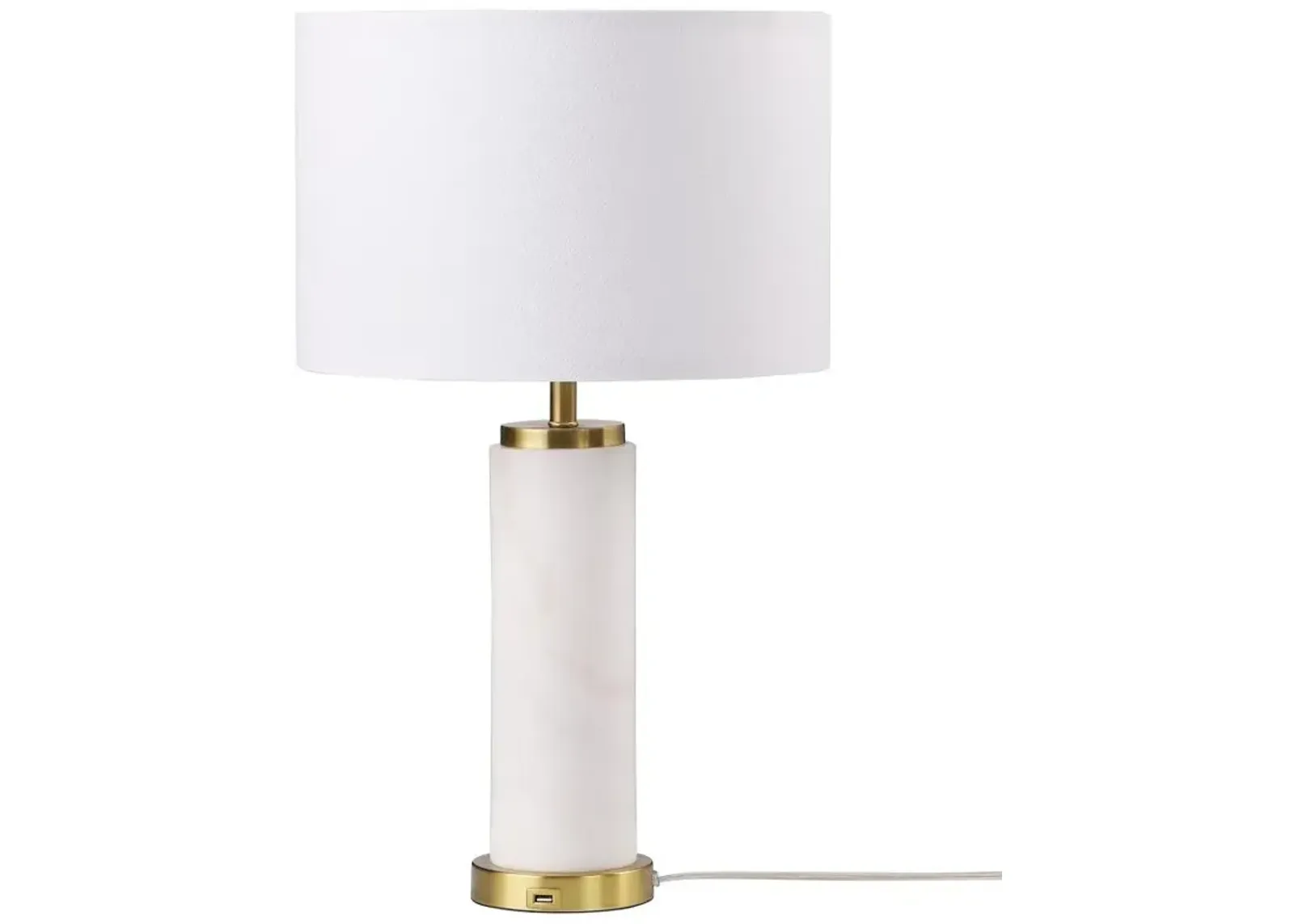 Lucius Drum Shade Bedside Table Lamp White and Gold