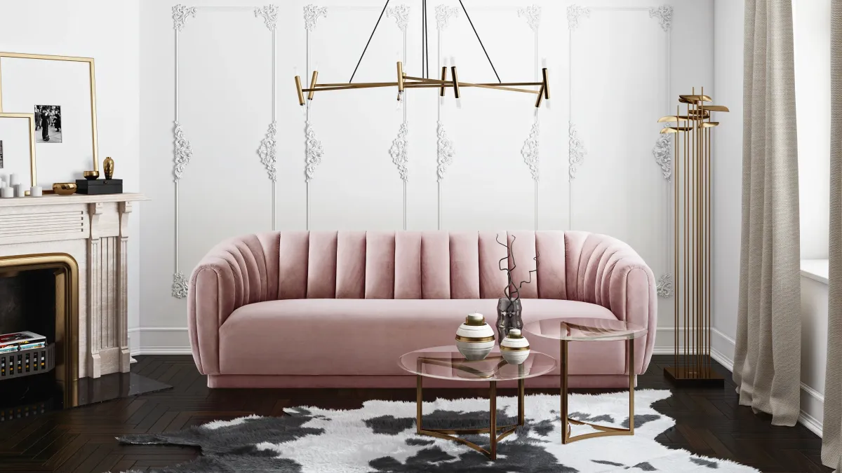 arno mauve velvet sofa