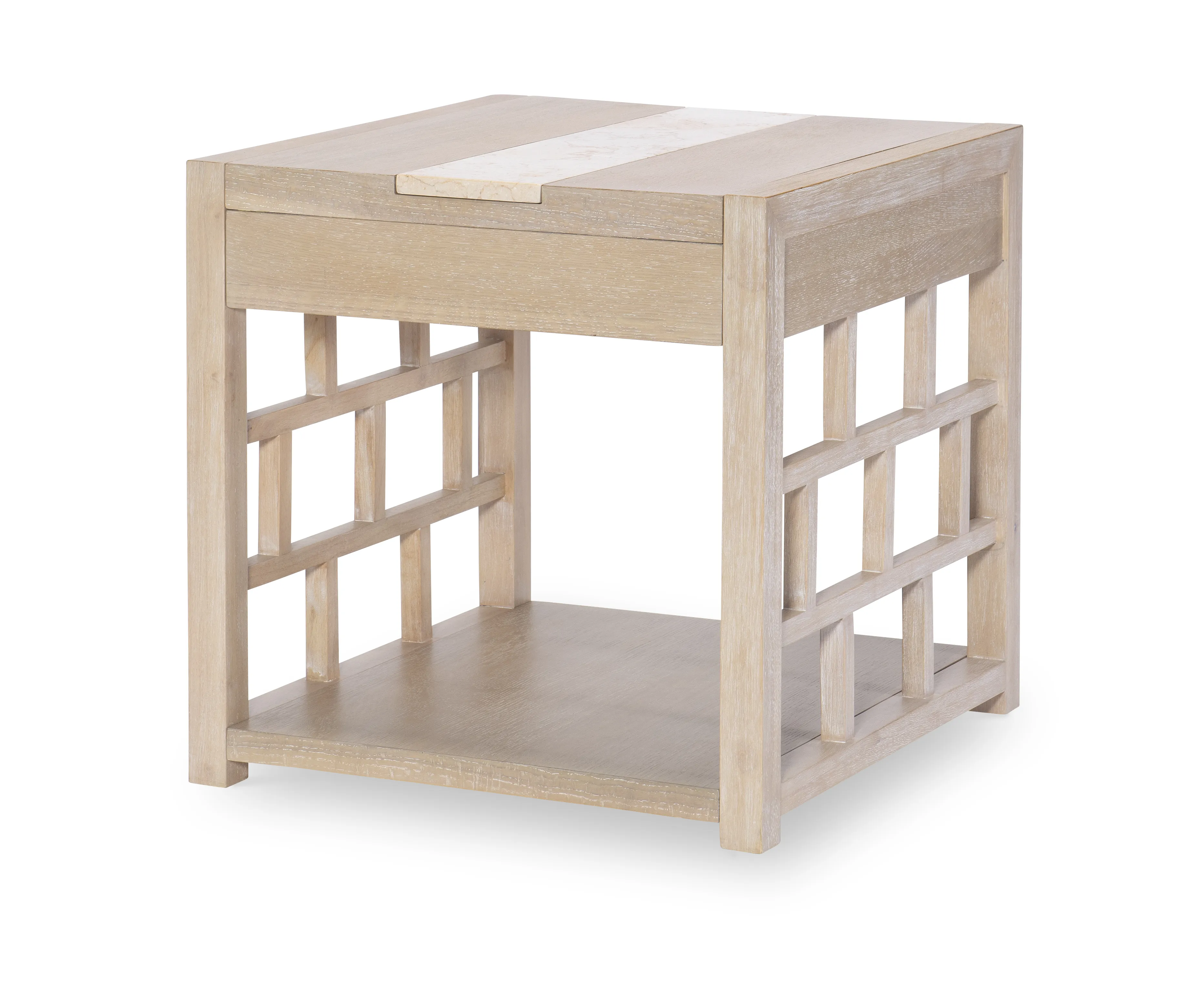 Biscayne Travertine Insesrt End Table