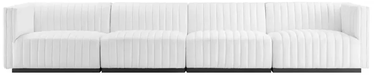 Conjure Channel Tufted Upholstered Fabric 4-Piece Sofa