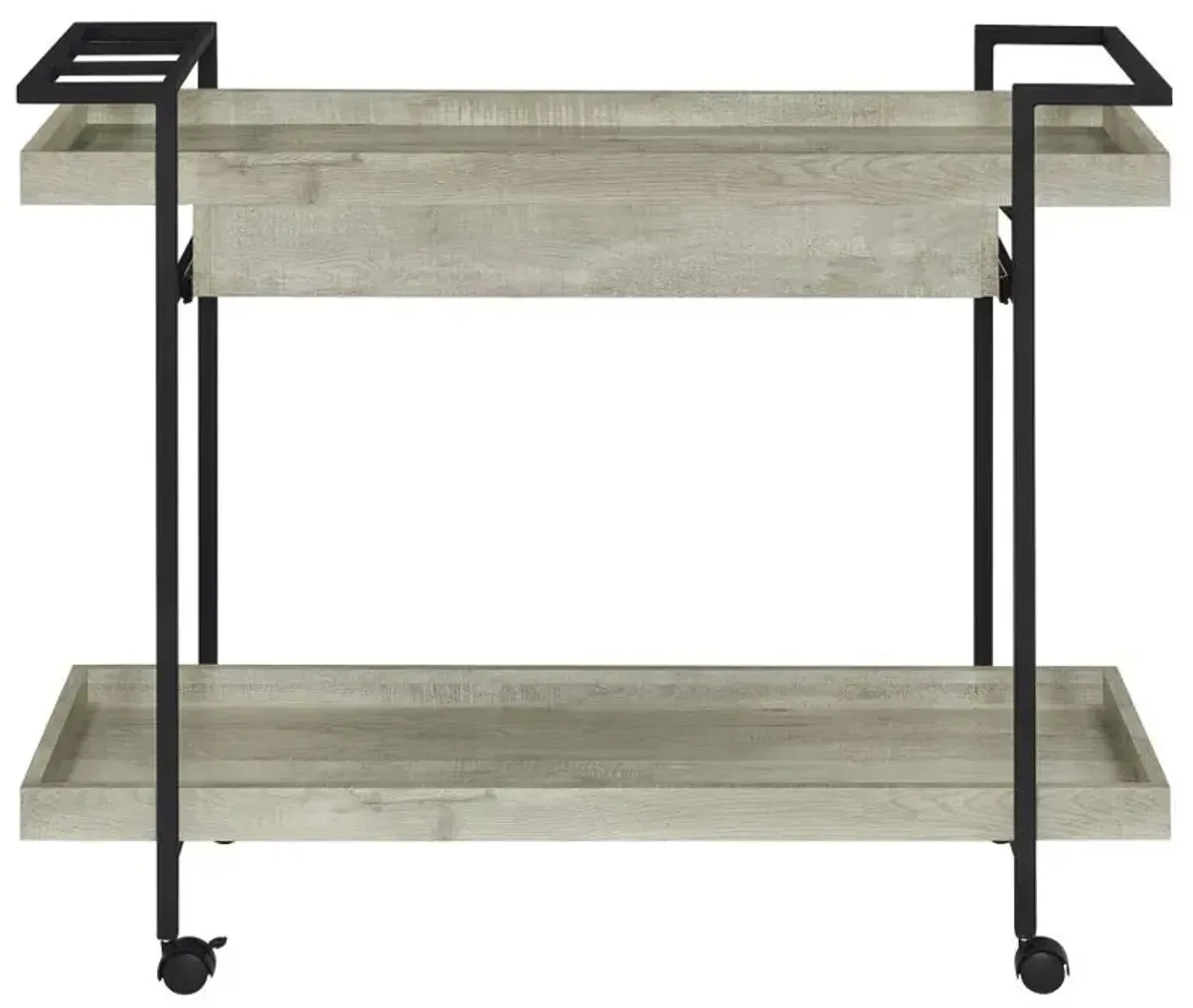 Ventura 2-tier Bar Cart with Storage Drawer Grey Driftwood