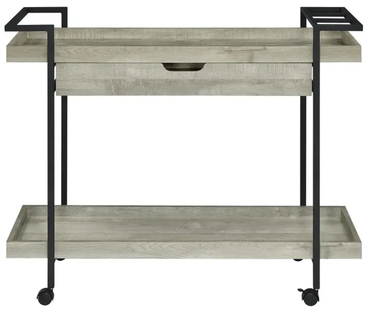 Ventura 2-tier Bar Cart with Storage Drawer Grey Driftwood