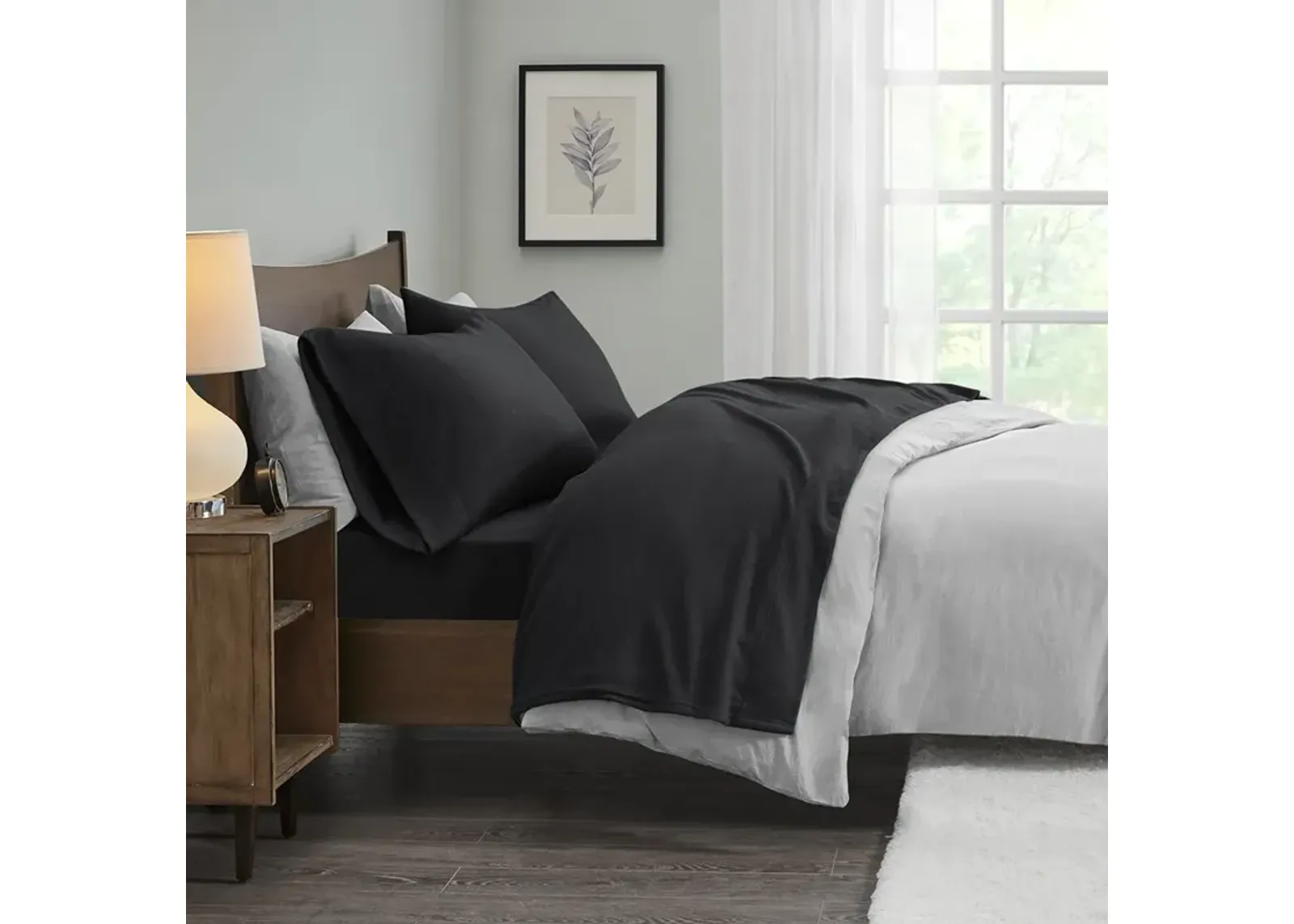 True North by Sleep Philosophy Micro Fleece Black Sheet Set