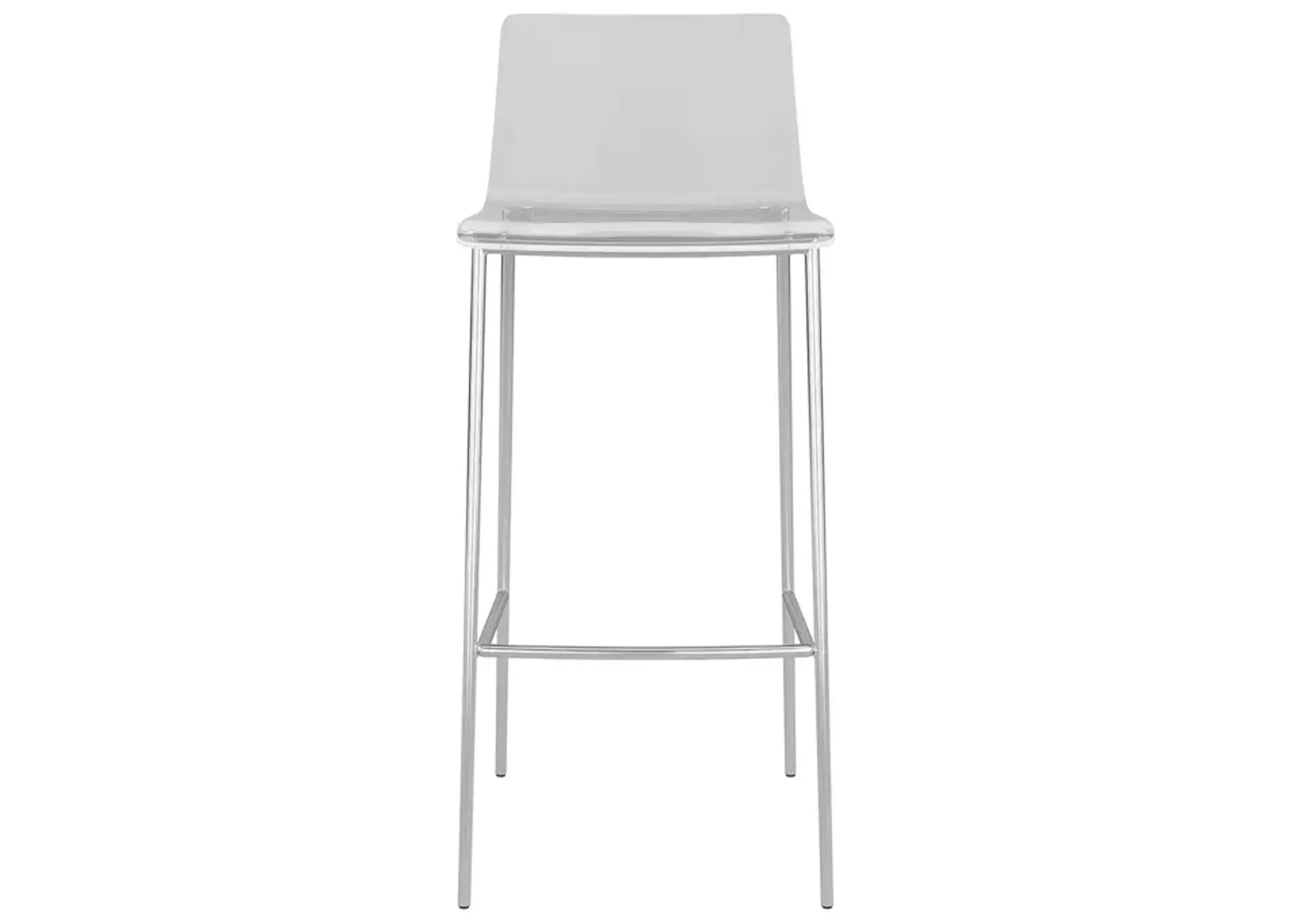 Cilla Bar Stool in Clear with Brushed Nickel Legs - Set of 2