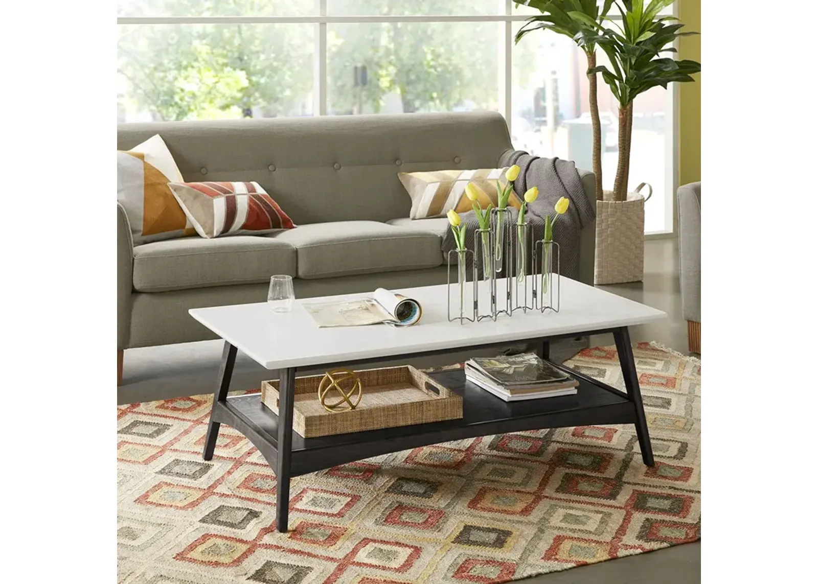 Madison Park Parker Off-White/Black Coffee Table