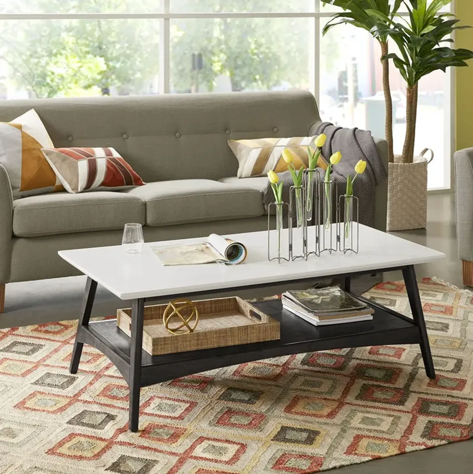 Madison Park Parker Off-White/Black Coffee Table