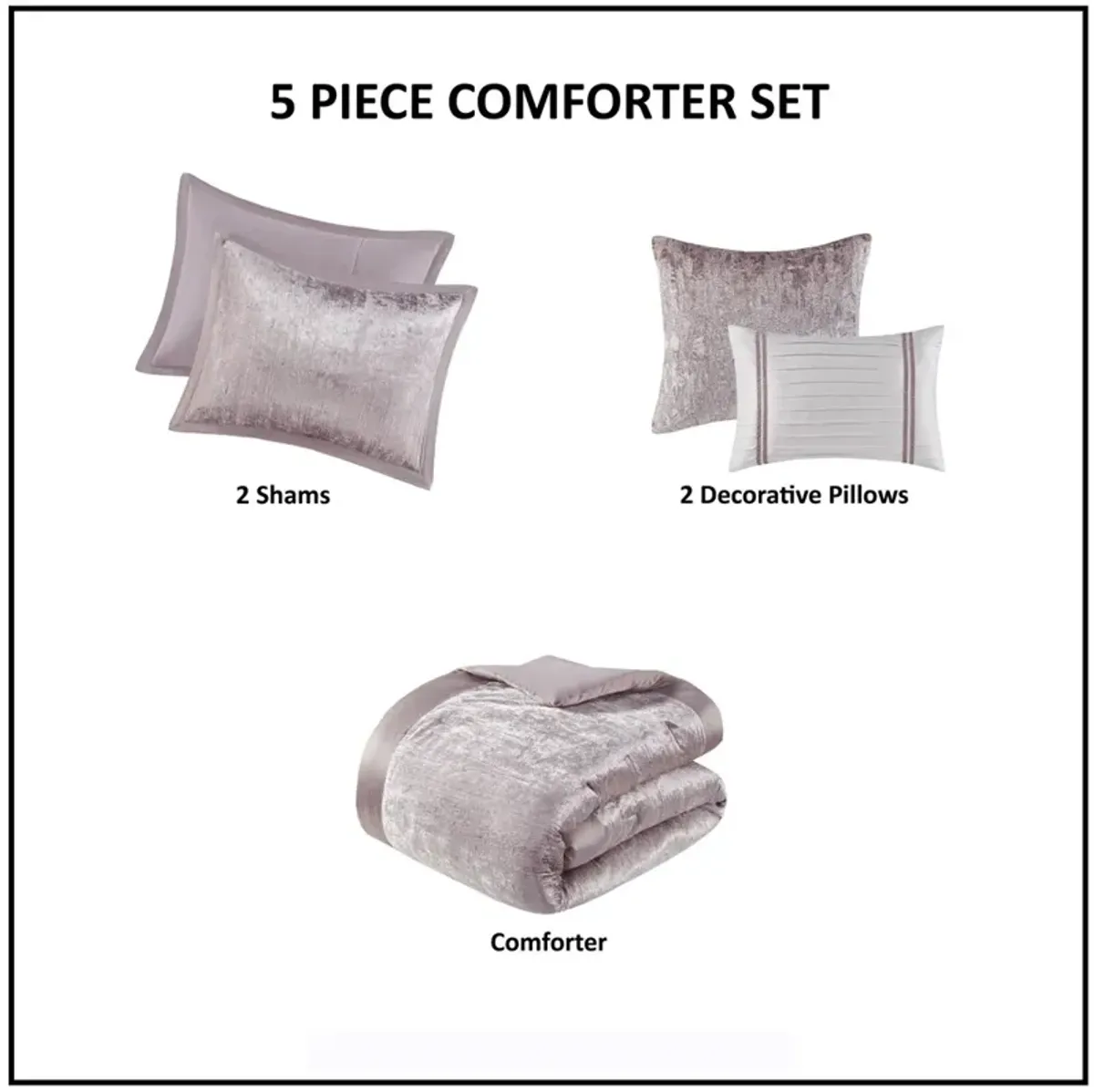 Lee 5 Piece Crinkle Velvet Comforter Set