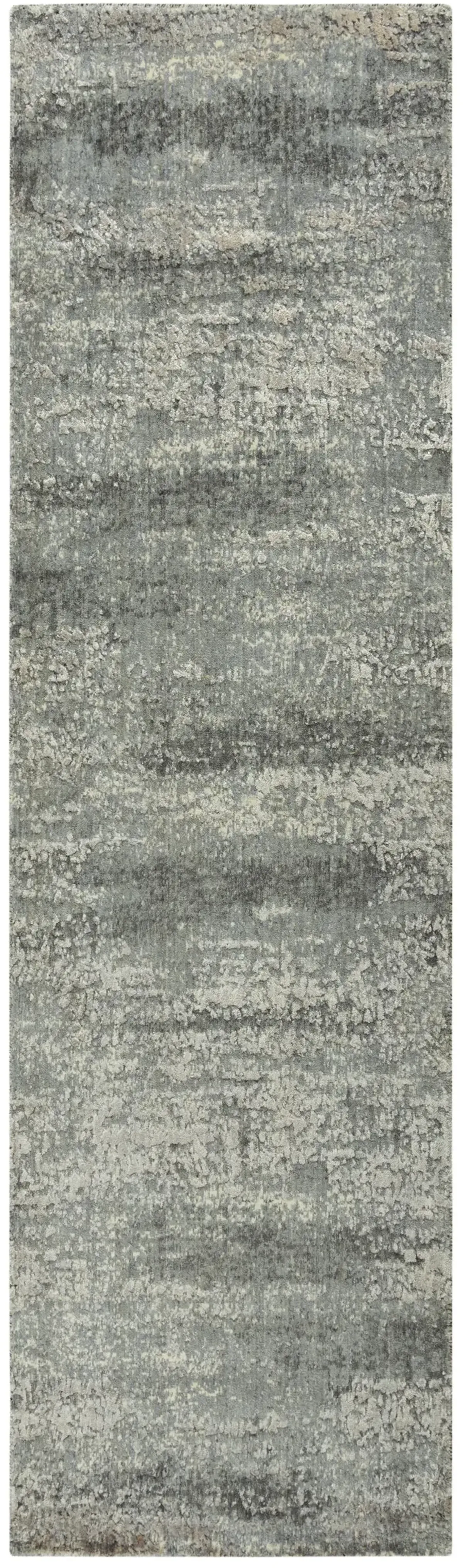 Artistry Gray Abstract NZ Wool/Tencel Blend 2'6" x 8' Runner Rug