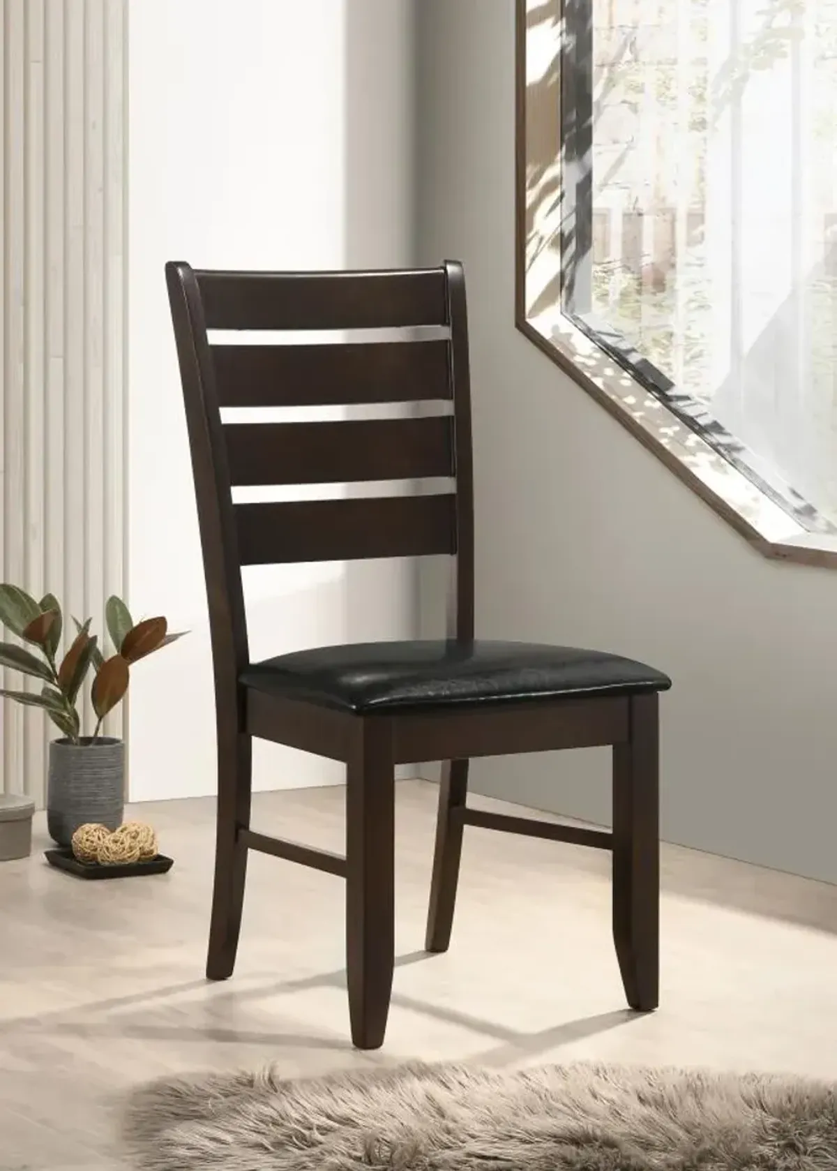 Dalila Ladder Back Side Chairs Cappuccino and Black (Set of 2)