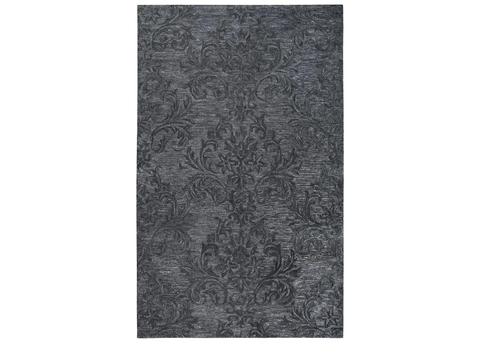 Fifth Avenue Dark Gray Damask Wool 8' x 10' Rectangle Rug