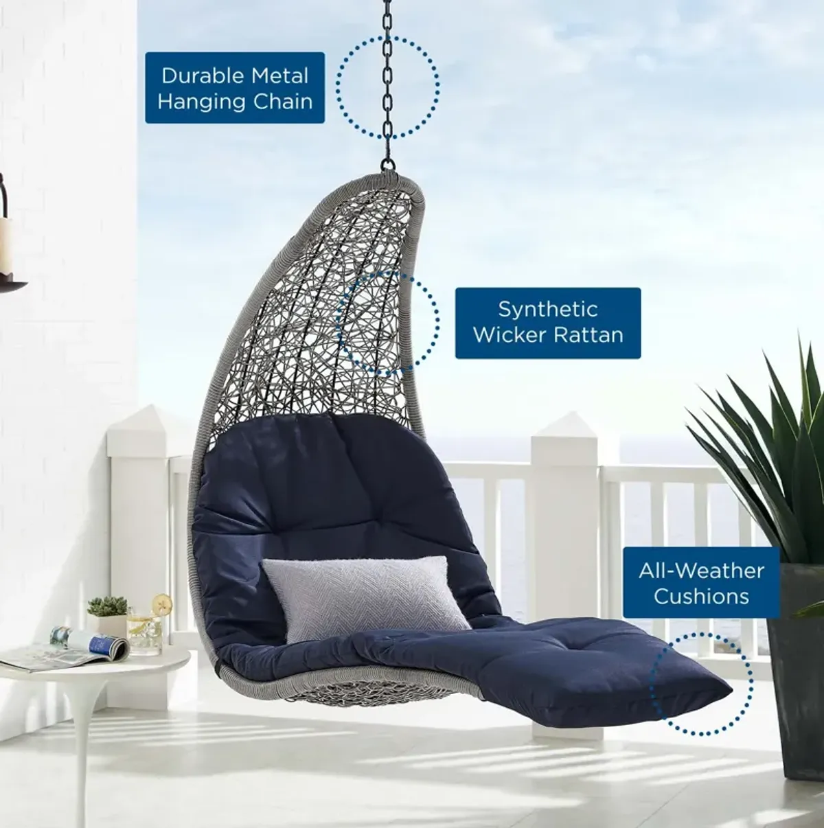 Landscape Outdoor Patio Hanging Chaise Lounge Outdoor Patio Swing Chair