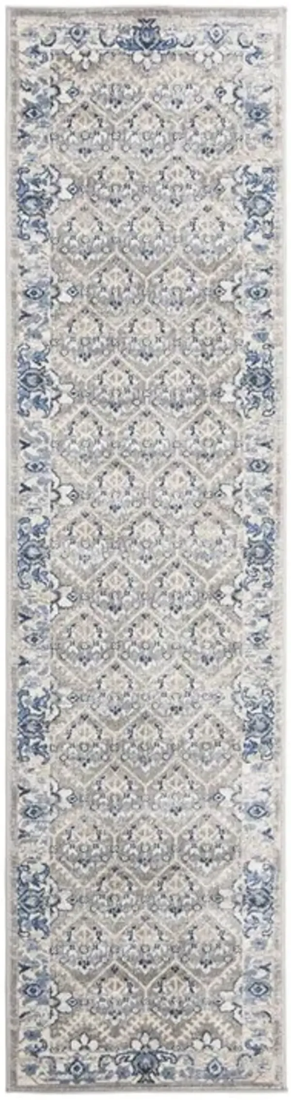 Brentwood 869 Light Grey / Blue 2' X 8' Runner Powerloomed Rug