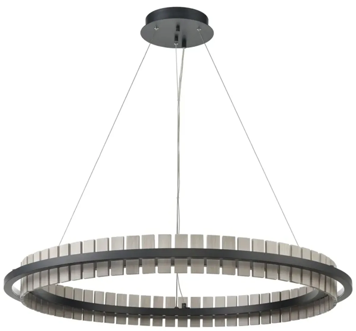 Hugo 36'' Wide Integrated LED Pendant - Matte Black with Sunbleached Oak