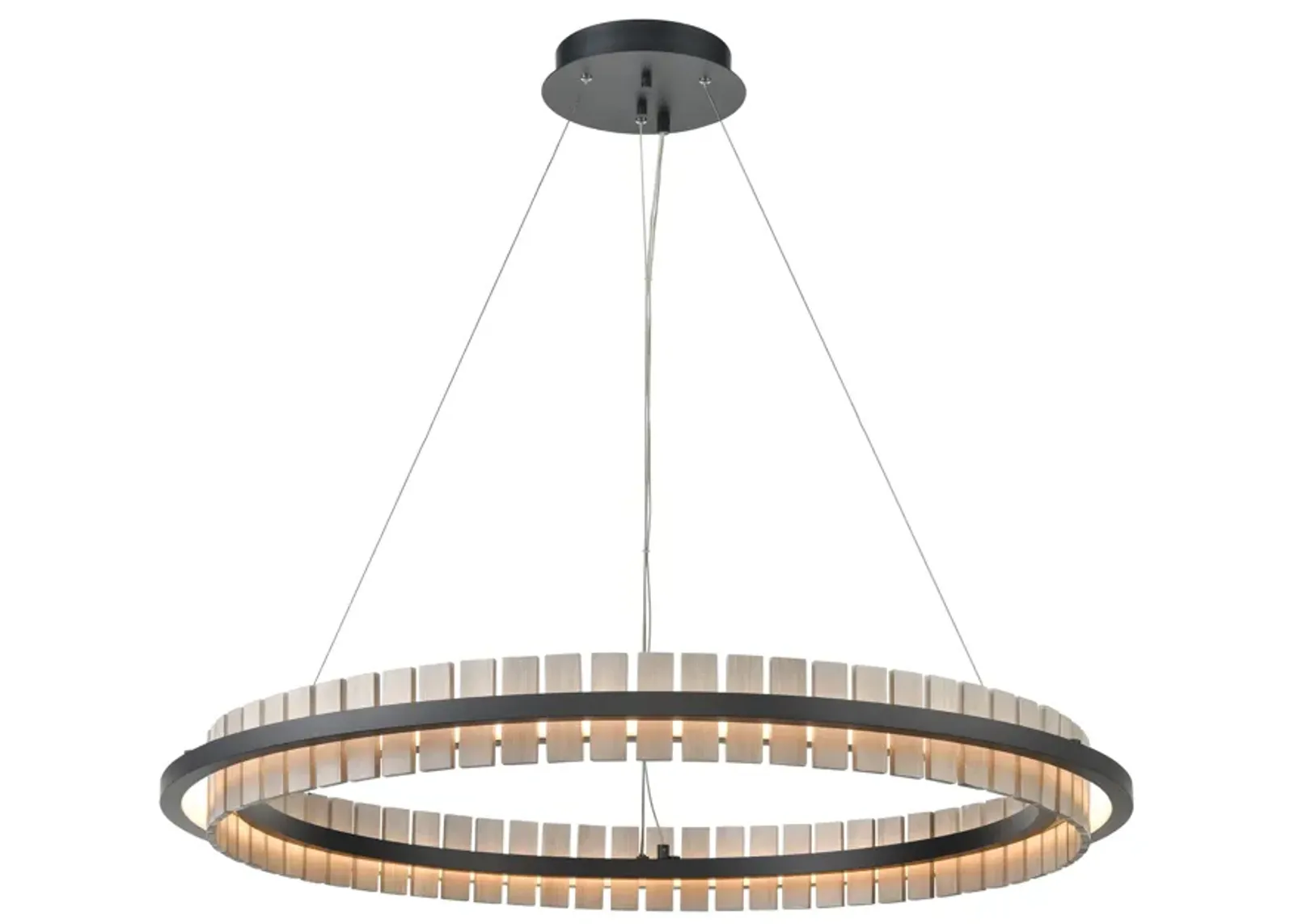 Hugo 36'' Wide Integrated LED Pendant - Matte Black with Sunbleached Oak