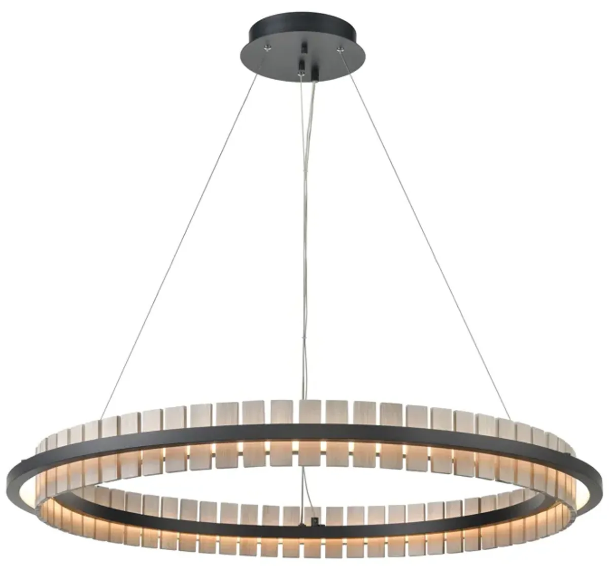 Hugo 36'' Wide Integrated LED Pendant - Matte Black with Sunbleached Oak