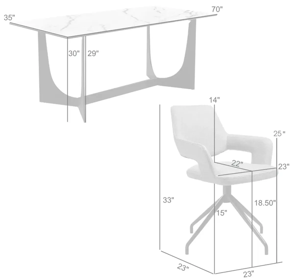 Esme Penny 5 Piece Dining Set with Gray Fabric Chairs