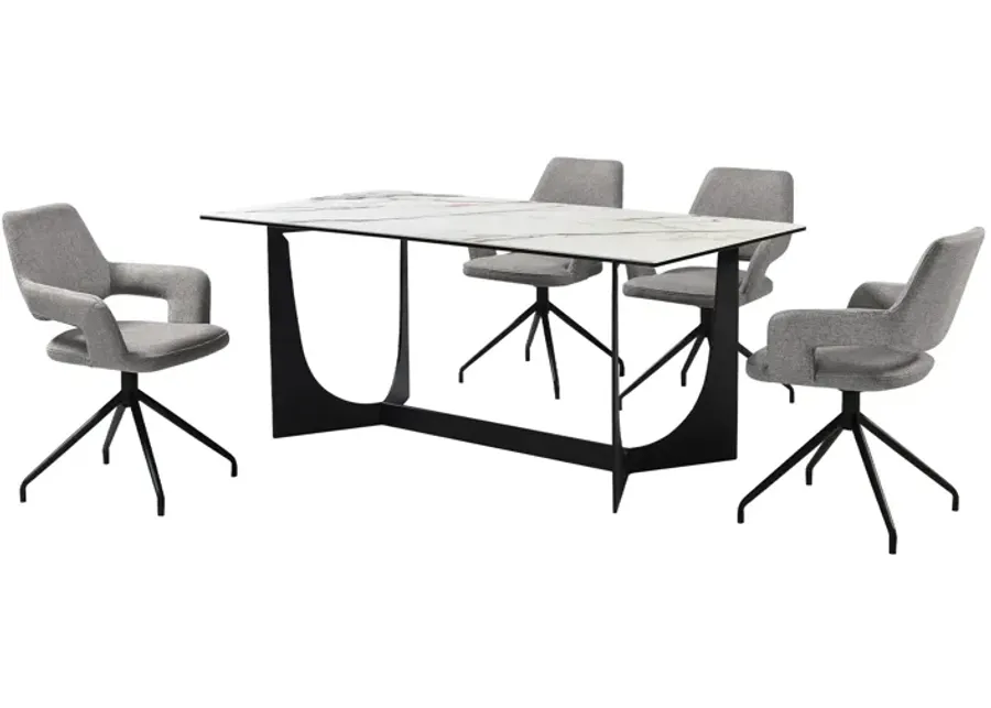 Esme Penny 5 Piece Dining Set with Gray Fabric Chairs