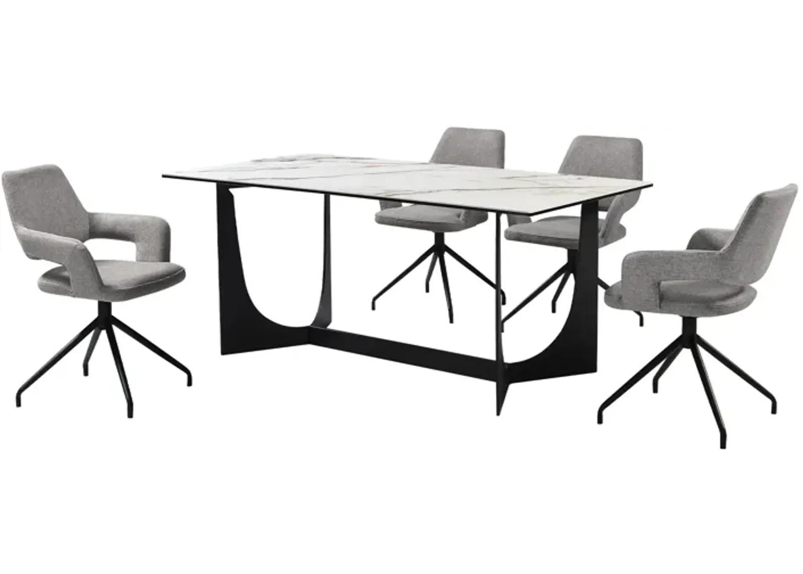 Esme Penny 5 Piece Dining Set with Gray Fabric Chairs