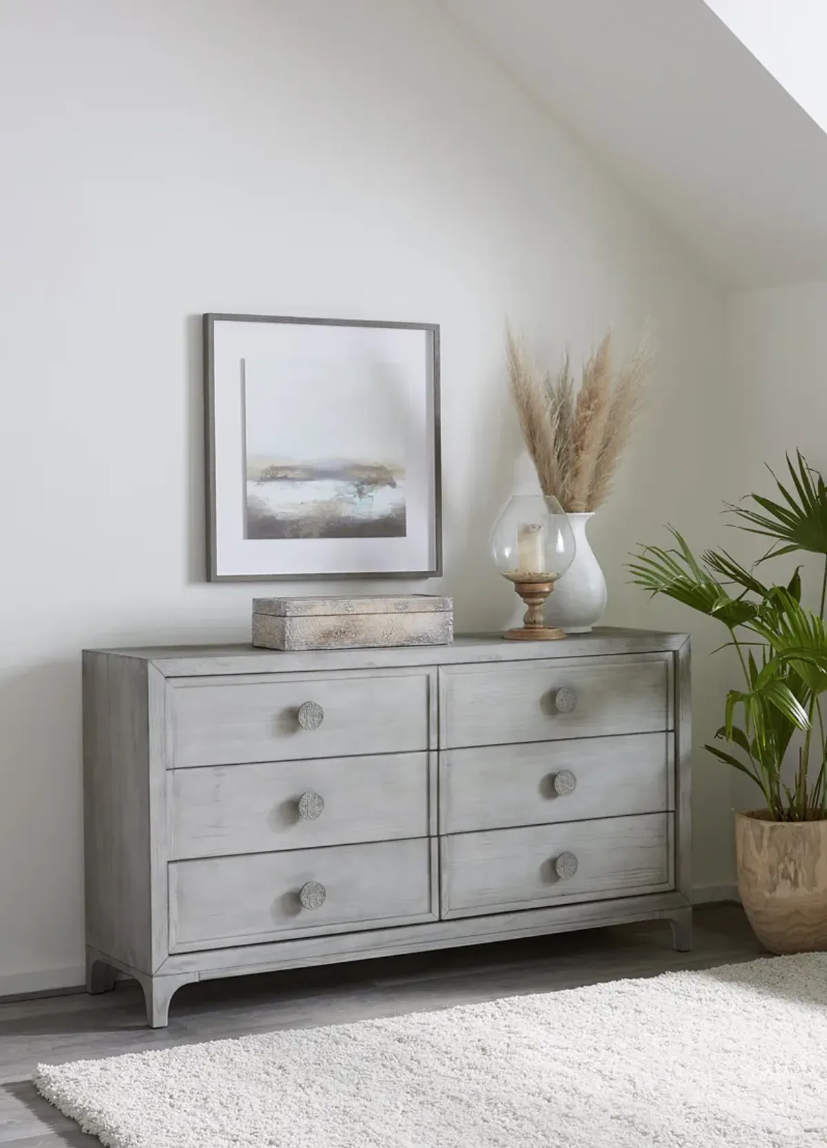 Boho Chic Six-Drawer Dresser in Washed White (2024)