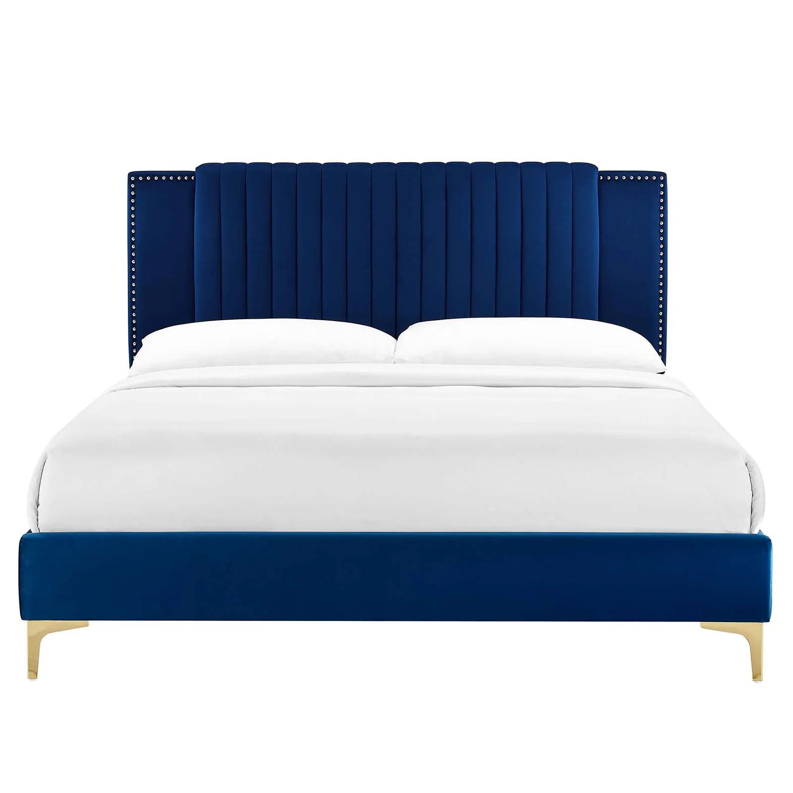 Zahra Channel Tufted Performance Velvet Queen Platform Bed