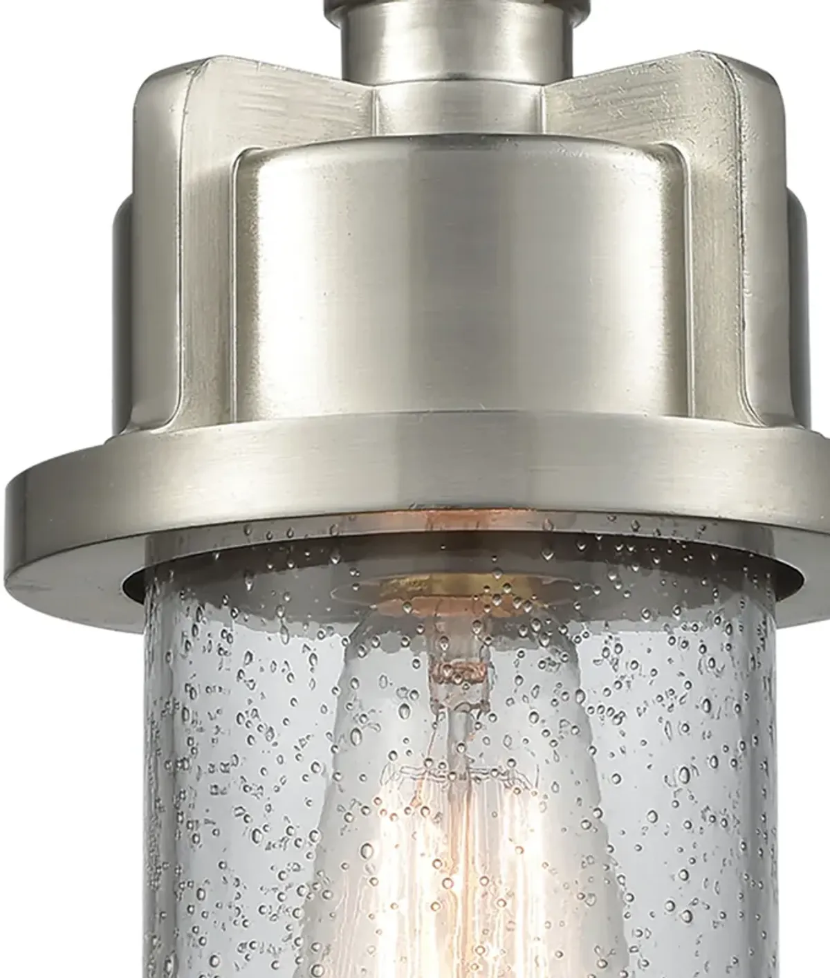 Briggs 1-Light Mini Pendant in Weathered Zinc and Satin Nickel with Seedy Glass