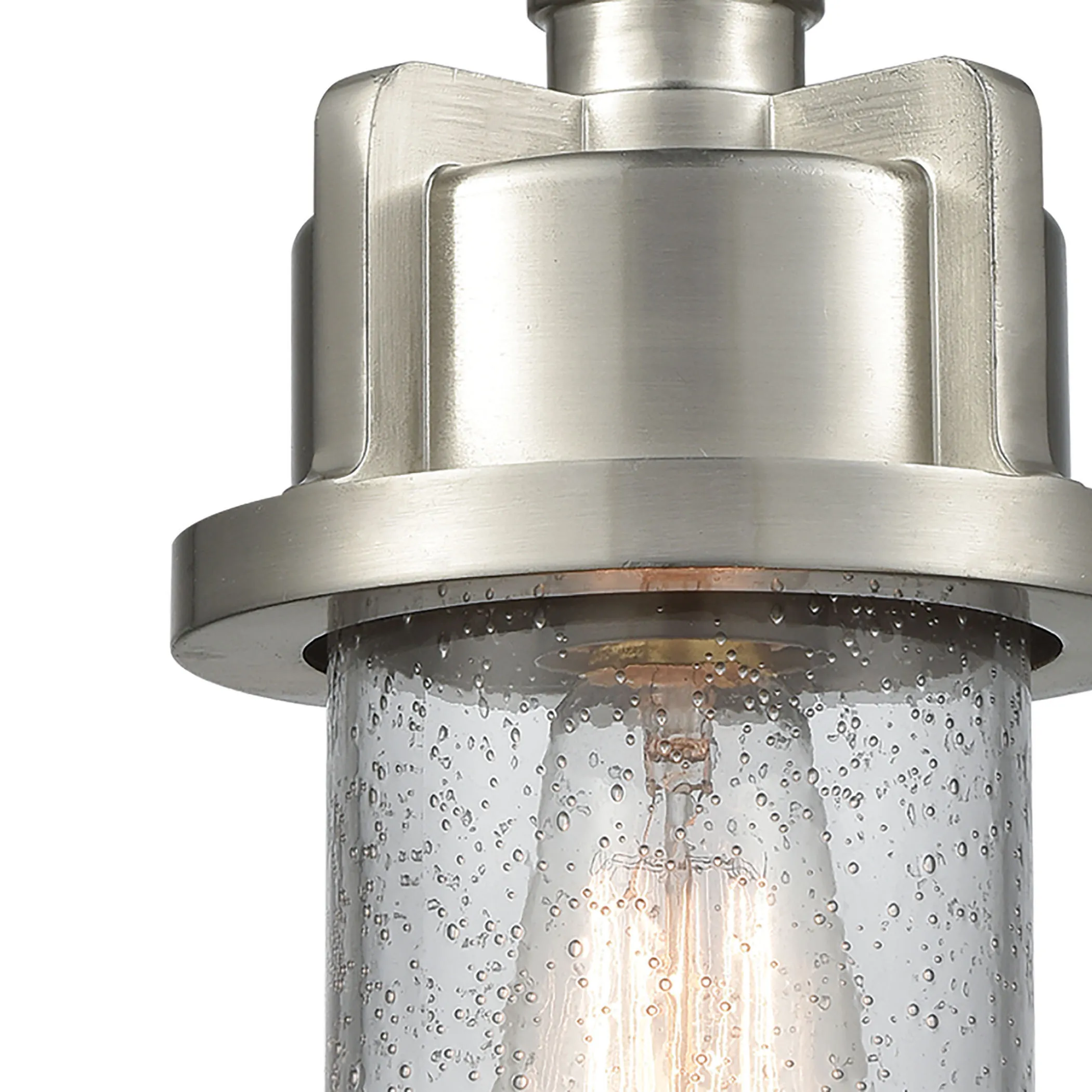 Briggs 1-Light Mini Pendant in Weathered Zinc and Satin Nickel with Seedy Glass