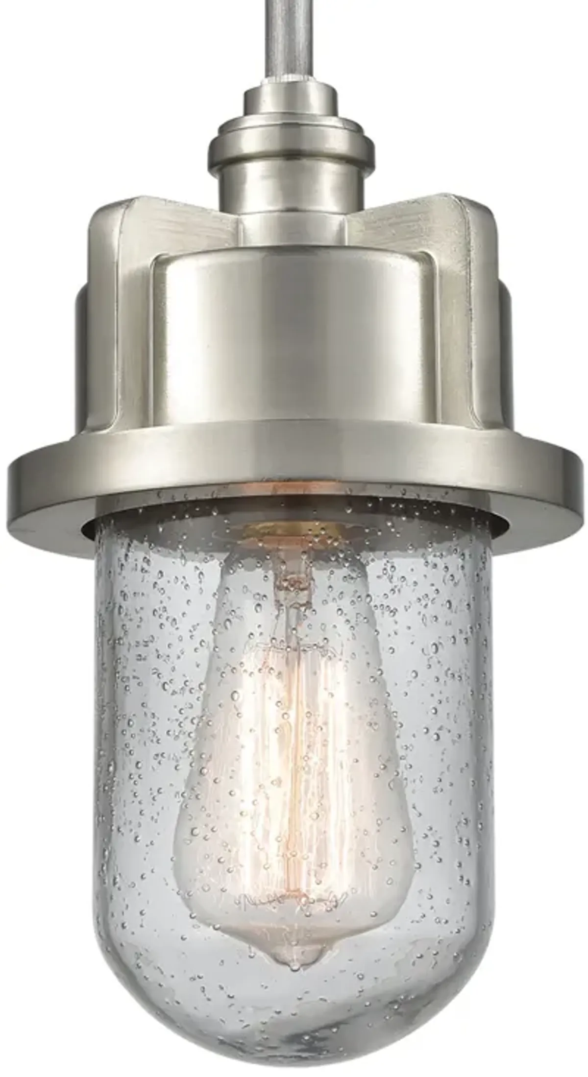 Briggs 1-Light Mini Pendant in Weathered Zinc and Satin Nickel with Seedy Glass