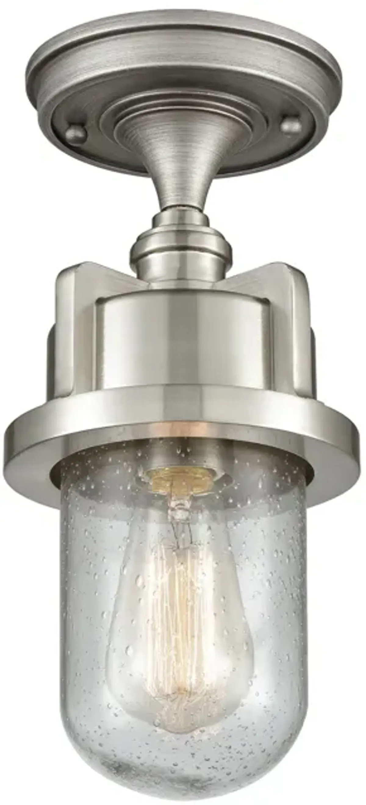 Briggs 1-Light Mini Pendant in Weathered Zinc and Satin Nickel with Seedy Glass