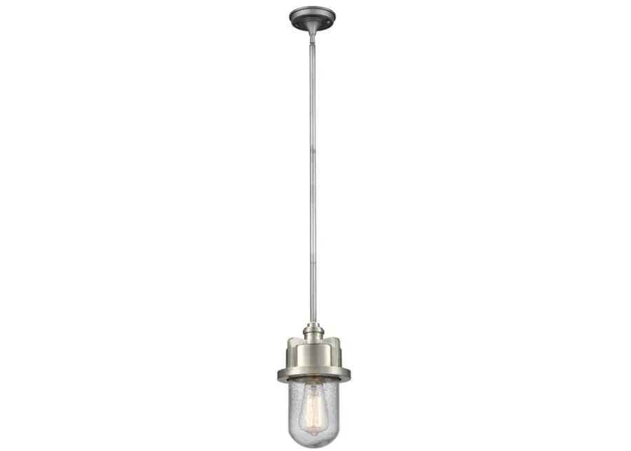 Briggs 1-Light Mini Pendant in Weathered Zinc and Satin Nickel with Seedy Glass