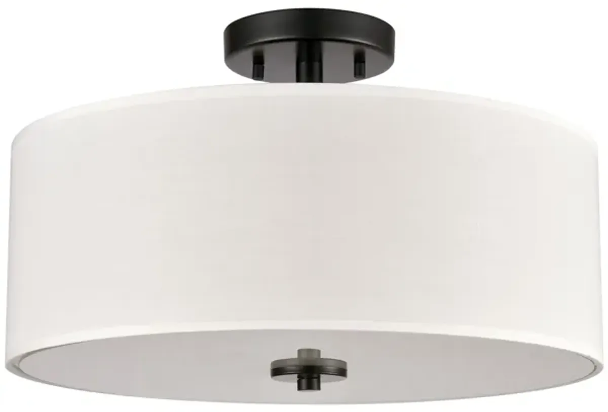 Oakland 16" Wide 2-Light Semi Flush Mount - Black