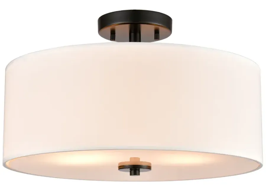 Oakland 16" Wide 2-Light Semi Flush Mount - Black