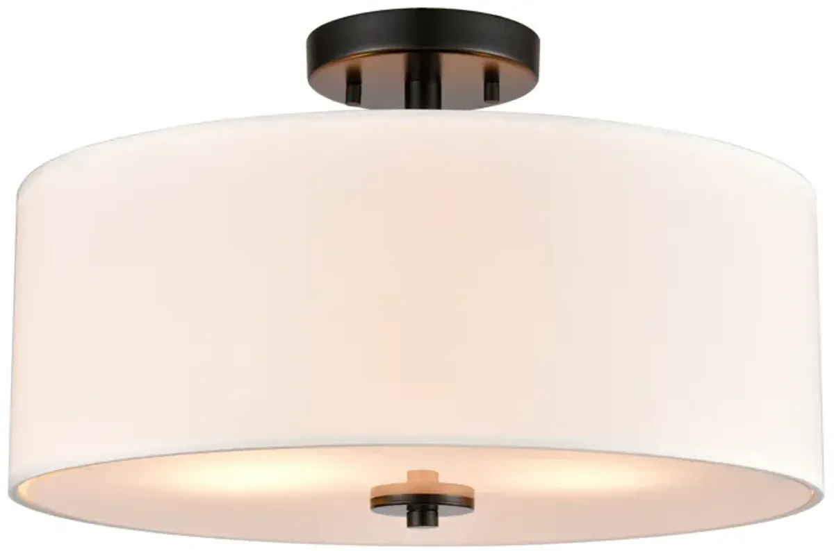 Oakland 16" Wide 2-Light Semi Flush Mount - Black