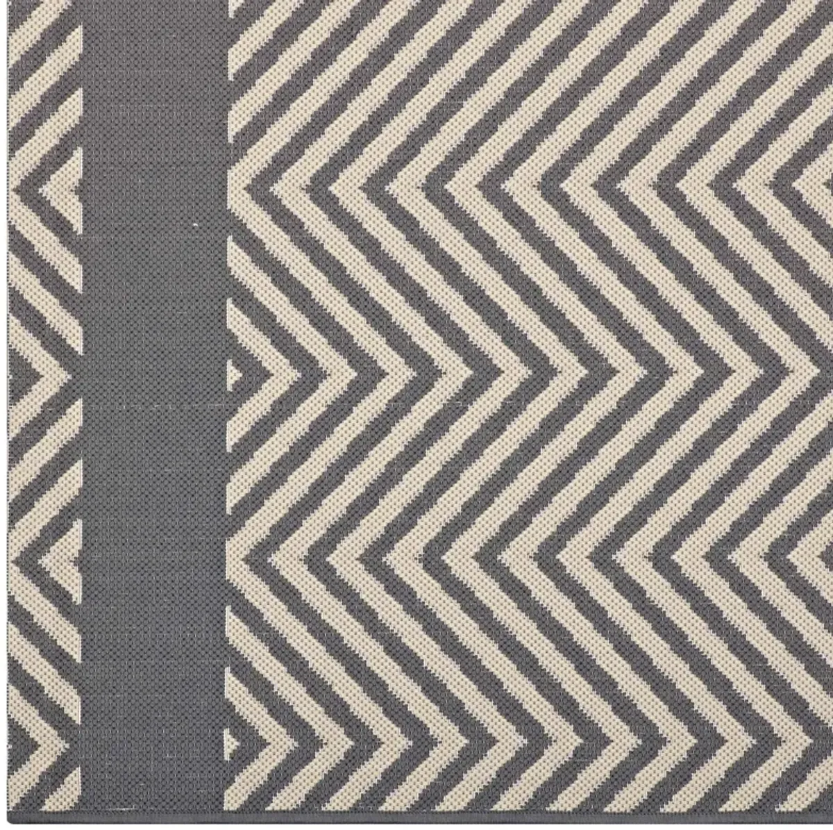 Optica Chevron With End Borders 5x8 Indoor and Outdoor Area Rug