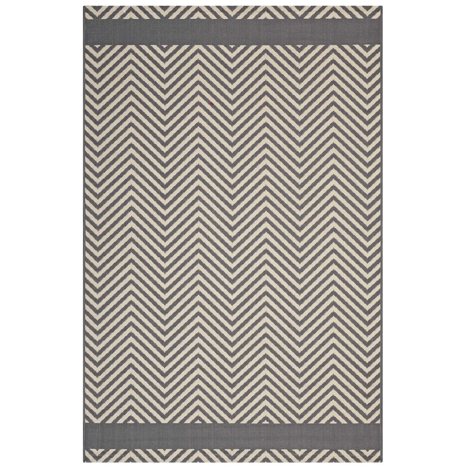 Optica Chevron With End Borders 5x8 Indoor and Outdoor Area Rug