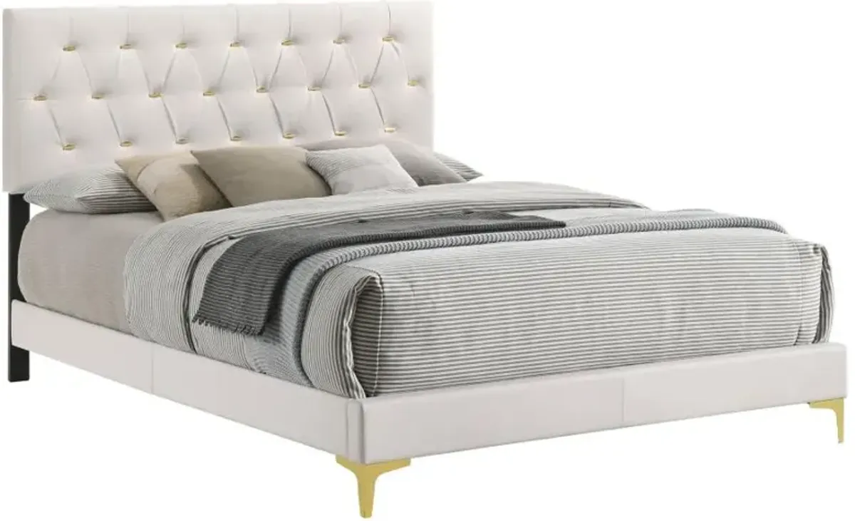 Kendall Tufted Upholstered Panel Queen Bed White