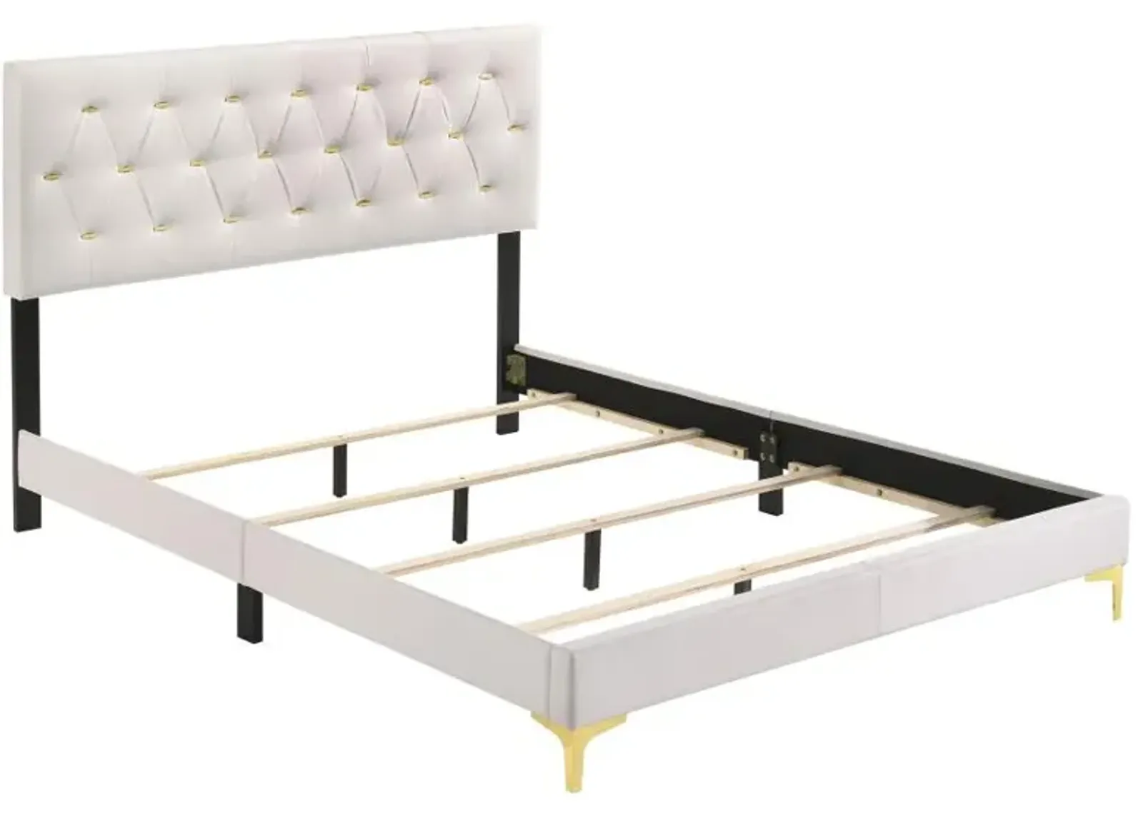 Kendall Tufted Upholstered Panel Queen Bed White