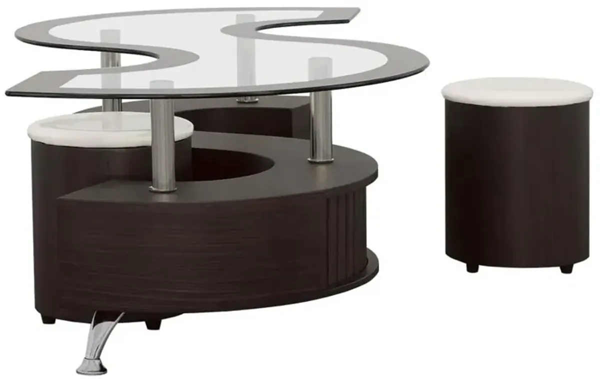 Buckley 3-piece Coffee Table and Stools Set Cappuccino