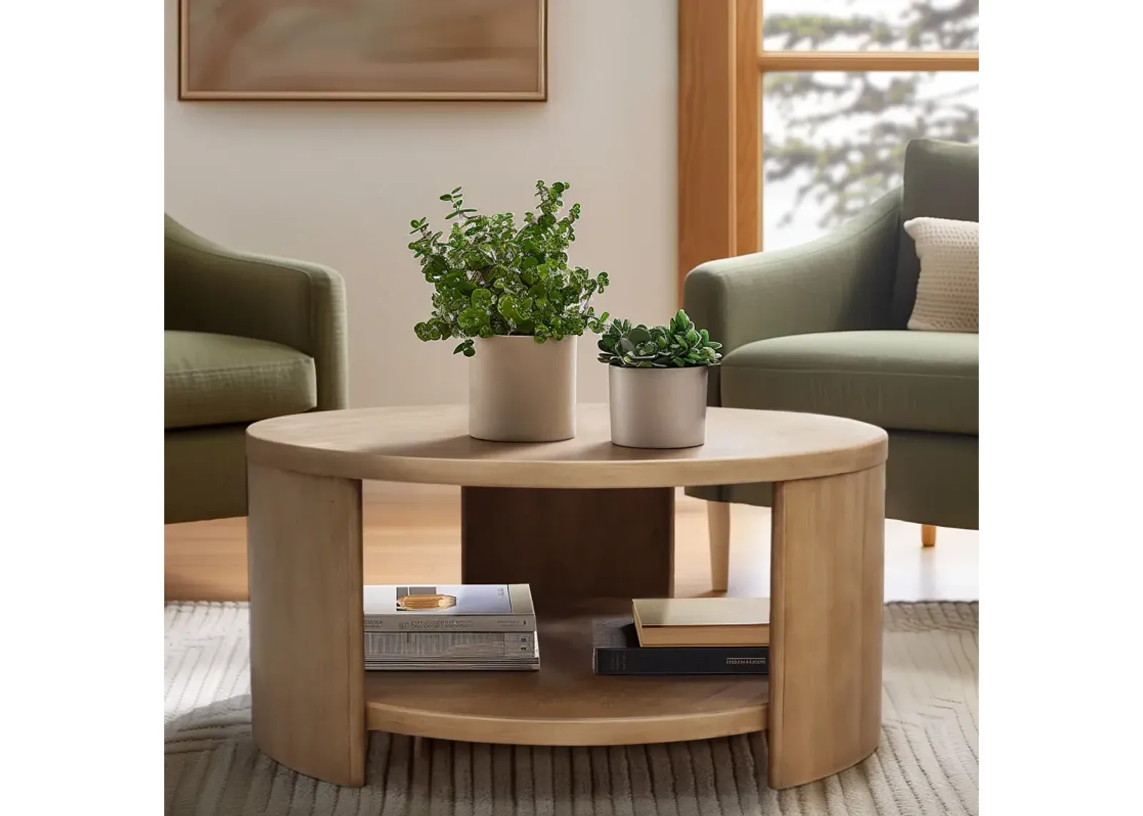 Skye Round Coffee Table with Shelf