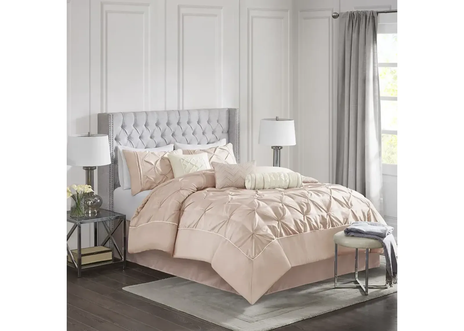 Madison Park Laurel Blush 7 Piece Tufted Comforter Set