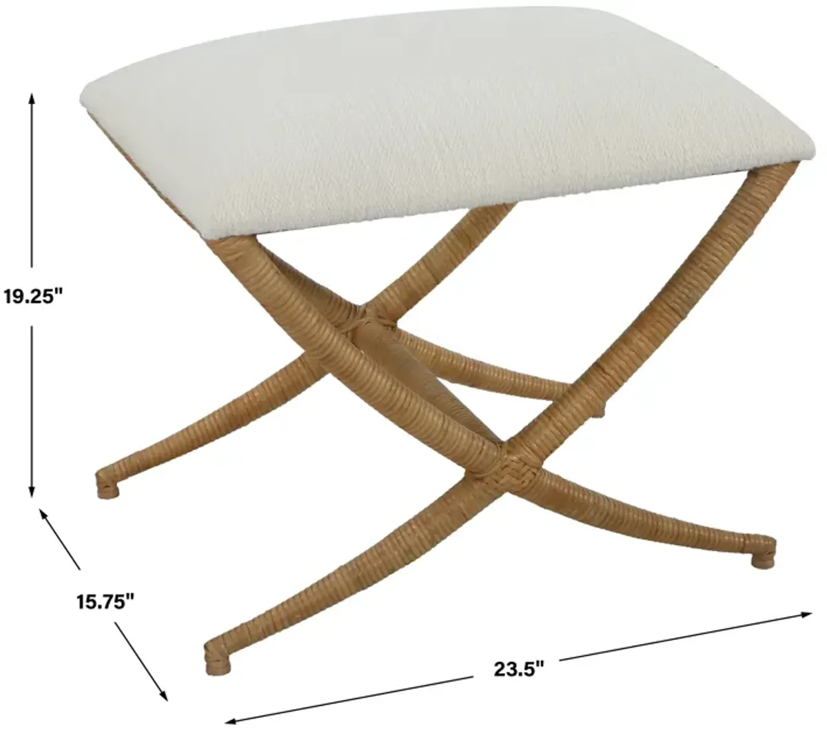 Expedition White Fabric Small Bench