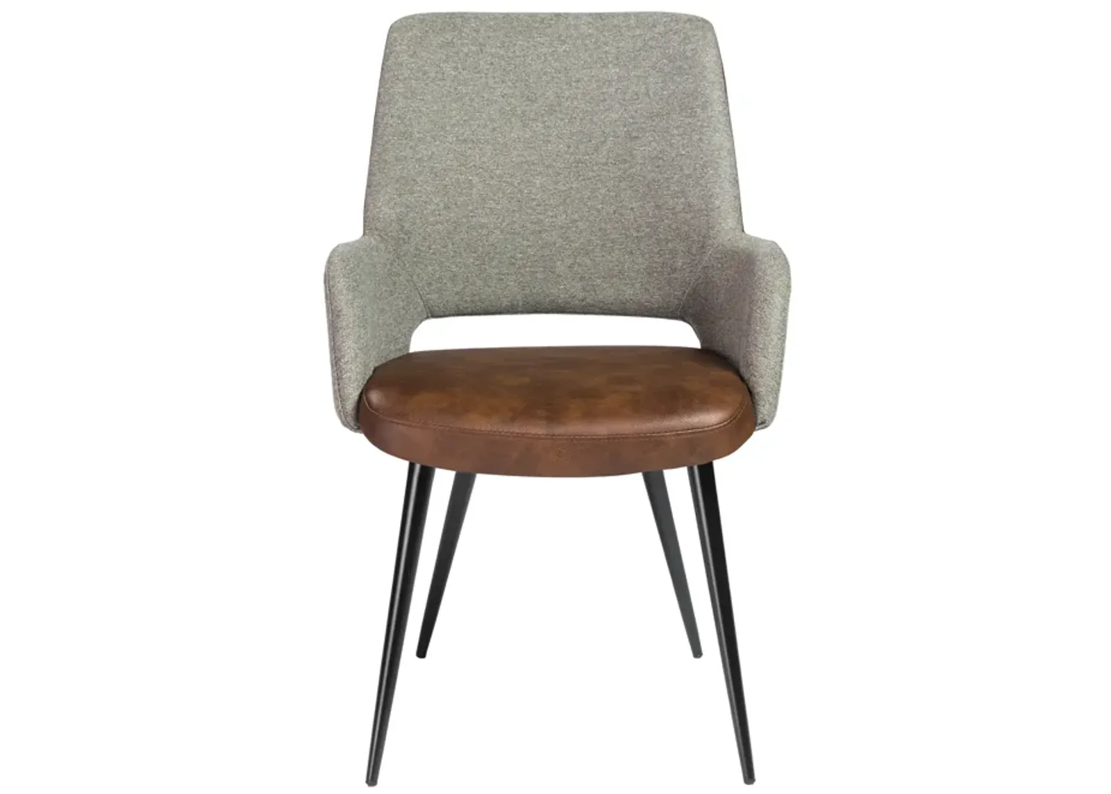 Desi Armchair in Gray Fabric and Light Brown Leatherette with Black Base