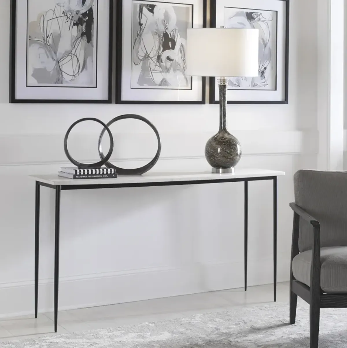 Nightfall White Marble Console Table