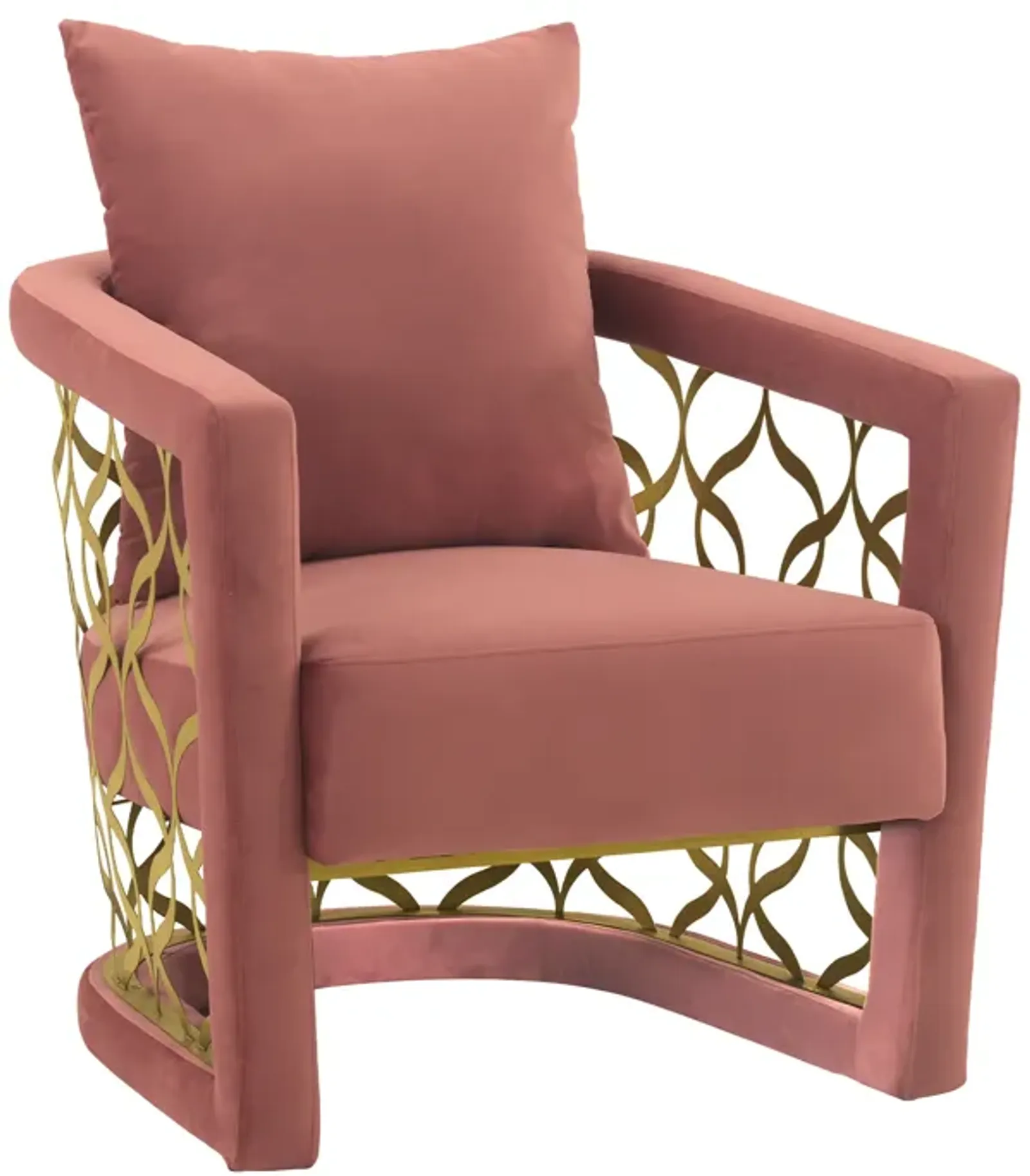 Corelli Blush Fabric Upholstered Accent Chair with Brushed Gold Legs