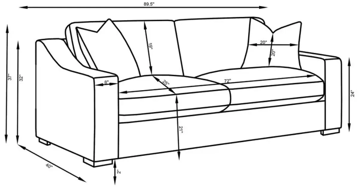 Ashlyn 2-piece Upholstered Sloped Arms Living Room Set White