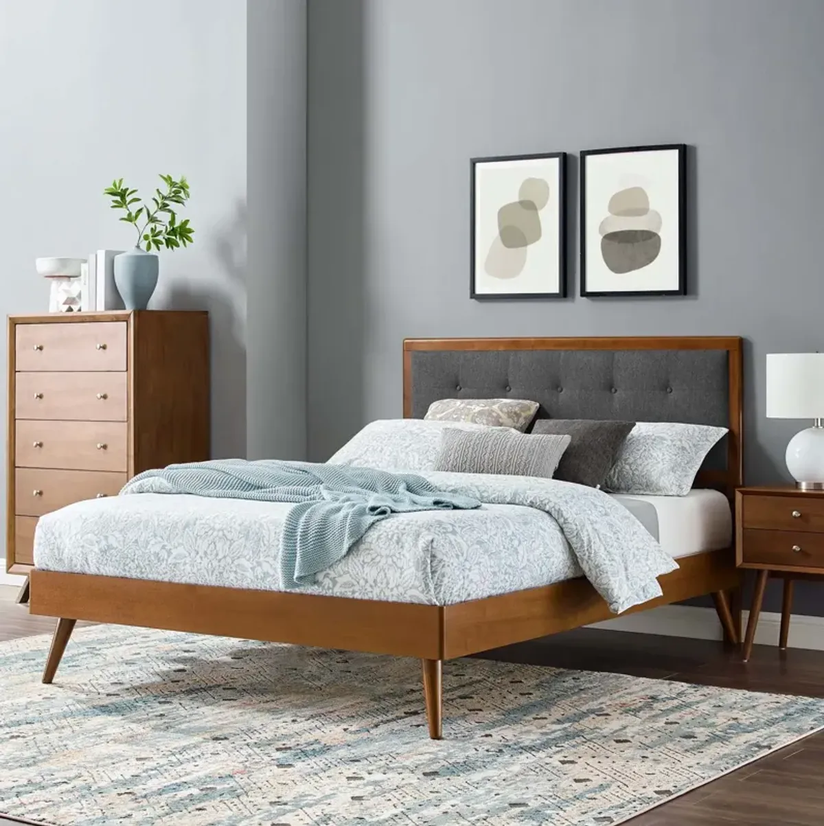 Willow King Wood Platform Bed With Splayed Legs