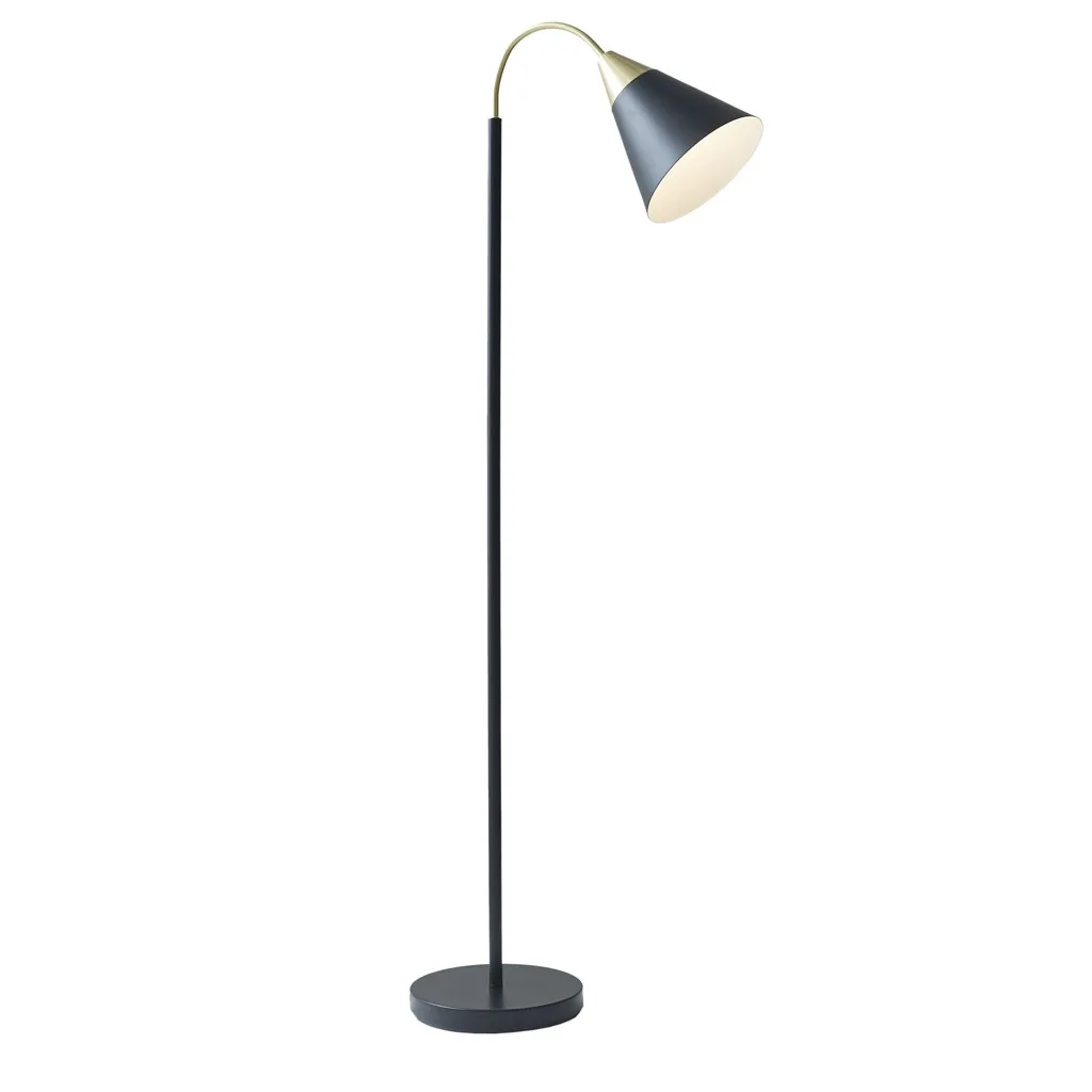 INK+IVY Beacon Matte Black Arched Metal Floor Lamp with Chimney Shade