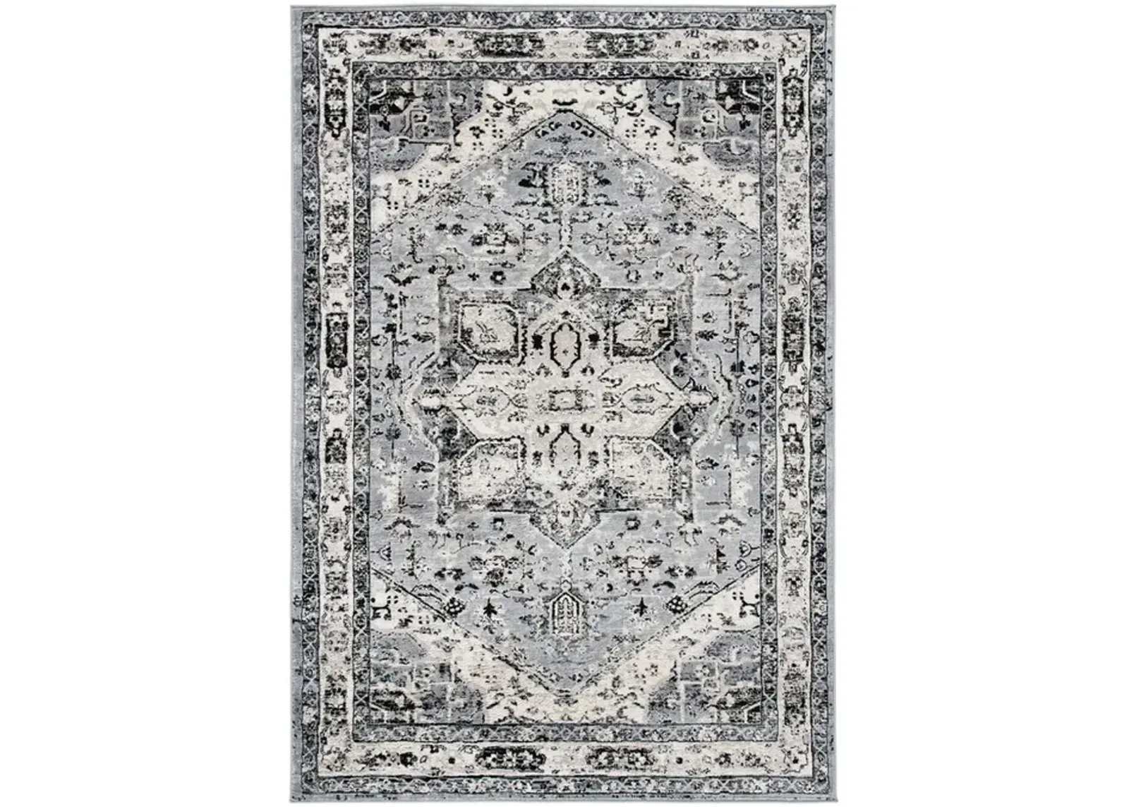 Brentwood 852 Grey / Black 4' X 6' Small Rectangle Powerloomed Rug