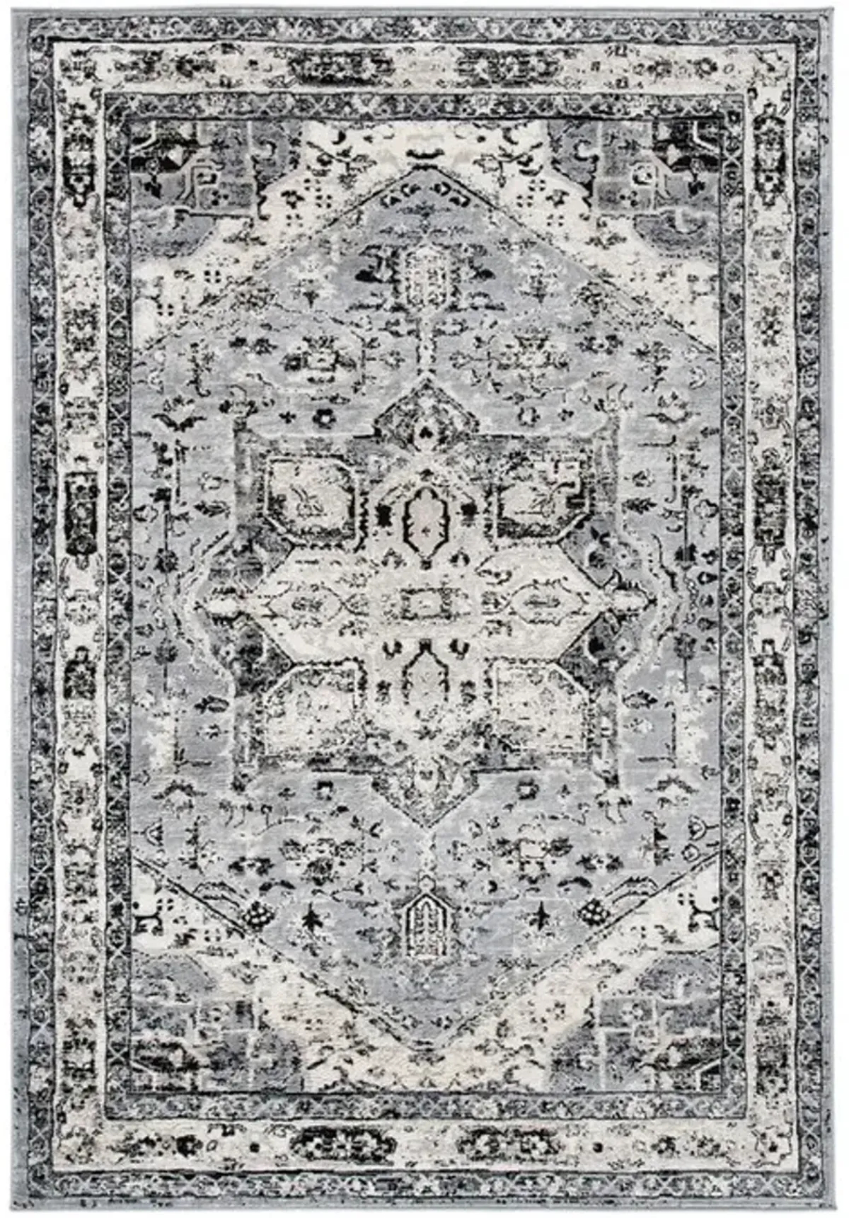 Brentwood 852 Grey / Black 4' X 6' Small Rectangle Powerloomed Rug